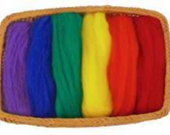 NZ Corriedale Wool Roving - 6 Primary Colors Assortment