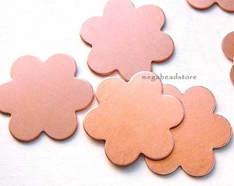 10 pcs 18mm Flower Blanks 6 Petals 24 Gauge Copper Stamping Blanks BLC4