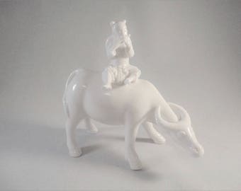 Japanese Collectible - Blanc de Chine - Lenwile Ardalt - Statue of Boy on Oxen