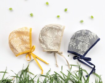 Lace Baby girl bonnet, baby hat , cotton baby bonnet . Lace baby bonnet. Vintage baby bonnet
