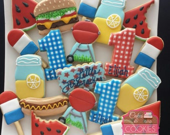 Picnic BBQ Birthday Custom Decorated Cookies