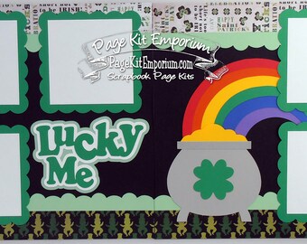 Scrapbook Page Kit Layout Lucky Me Saint Patrick Boy Girl Baby 2 page Scrapbook Layout Kit 97