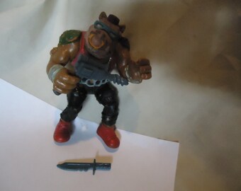 Vintage 1988 TMNT Teenage Mutant Ninja Turtles Bebop Action Figure With Weapons Toy by Mirage Studios, collectable