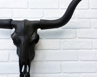 ANY COLOR or BLACK Faux Longhorn Skull Wall Mount / Bull Skull / Cow Skull // Faux Taxidermy // Western Decor // Animal Skull Decor // Texas