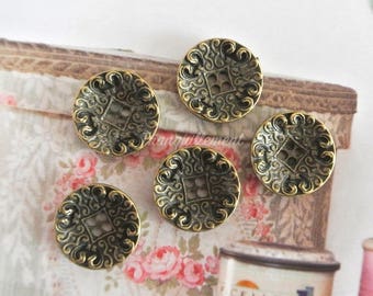 5 Small Retro Vintage Style Bronze Steampunk Floral Flower Shirt Wedding Jacket Coat Sweater Metal Button 0.75 Inches / 1.8 cm