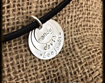 3 Tier Family Necklace in Sterling Silver