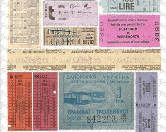 Vintage Ticket Stubs Digital Download Collage Sheet