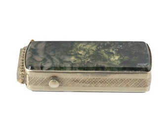 Silver & Moss Agate Victorian Matchsafe