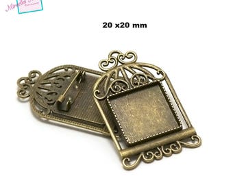 1 medium cabochon prong "005 square 20 x 20 mm", bronze