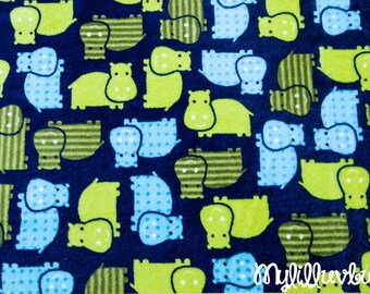 Minky fabric by the yard- Robert Kaufman Urban Zoologie Hippo cuddle midnight- Hippo minky fabric- one yard