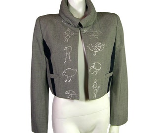 Vintage Comme des Garcons Bolero Jacket with embroided Birds 1989