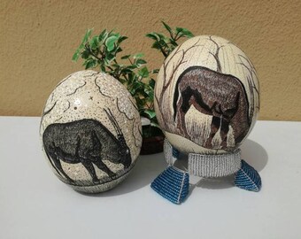 Ostrich Egg with burnt Amber paint