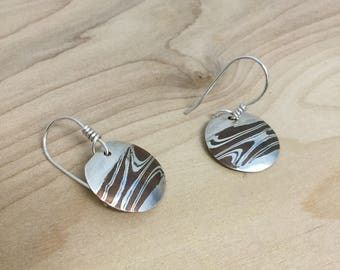 Round Mokume Gane Dangle Earrings