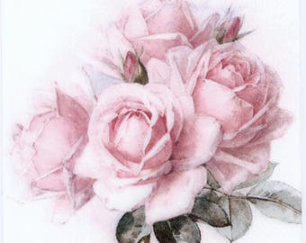 Decoupage Napkins | Vintage Rose Bouquet |Pink Tea Rose Napkins|Decorative Luncheon Napkins|Romantic Napkins|Paper Napkins for Decoupage|