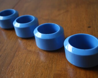 blue oval napkin rings - four - minimalist - modern - 1980's