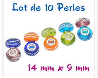 Set of 10 assorted 14 mm x 9 mm Lampwork Glass Beads