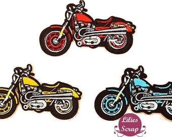 Embroidered back fusible motorcycle motorbike patch 10 cm