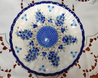 Blueberry Polish Pottery Pie Plate