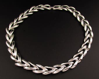 Monet Silver Link Necklace, Monet Necklace, Silver Choker Necklace, Silver Necklace
