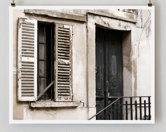 Paris Photography, “Black Door" Paris Print, Large Art Print Fine Art Photography, Old Door Photo, Black Wall Art