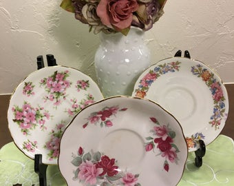 3 Made In England Mismatched Saucers