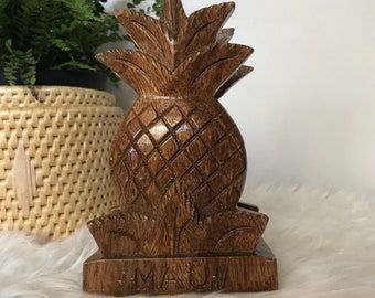 Carved Pineapple Napkin Holder/Vintage Napkin Holder/Kitchen Decor