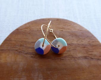 Colour Wheel Hoop Earrings in Indigo and Persimmon