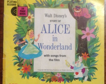 Rare Walt Disney's Story of Alice in Wonderland by Disneyland Records Read Along Record 1951