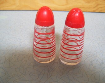 Vintage Glass and plastics salt and pepper shakers