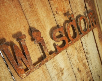 Wisdom, Metal Word Art for Indoors or Outoors