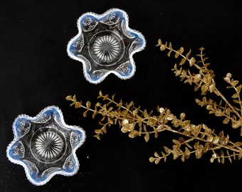 Antique Opalescent Northwood Ruffle Bowls- Cashew Pattern