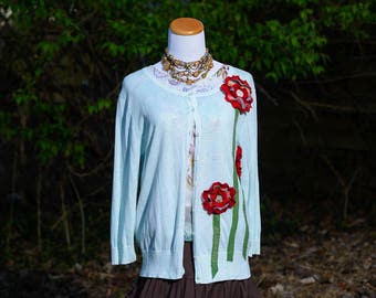 Boho Gypsy Clothing Sweater • Hippie Boho Clothes • Womens Gypsy Cardigan Sweater • Boho Sweater Womens • Upcycled Clothing • Size Large