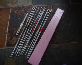 Twinco Knitting Needle Case full of Retro Knitting Needles and Cable Needles, Crafts, Pin Case, Knitting Needles, Needle Case