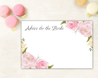 Advice For The Bride, Advice For Bride Card, Bridal Shower Game, Bridal Game Card, Bridal Shower Advice Cards, Bridal Shower Printables
