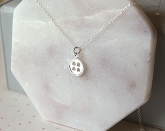 Silver Button Necklace // dainty sterling silver necklace // with gift packaging