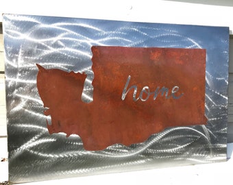 Metal Rusted Washington home sign