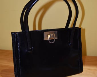 Vintage 1960s Black Patent Purse