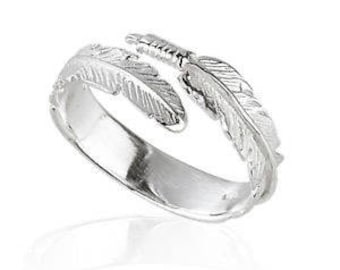 925 solid Sterling Silver Angel Feather Wing Ring