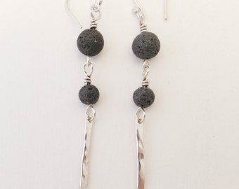 sterling silver lava bead earrings
