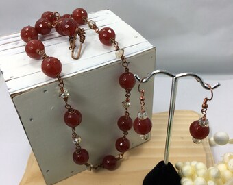 Crystal & Copper Necklace Set