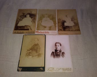 5 antique portrait cabinet cards
