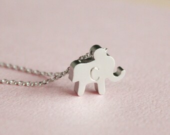 Personalized initial elephant necklace, initial jewelry