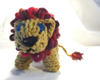 Hand-knit Lion ~ Hand-spun, Plant dyed Yarn ~ Natural Toy ~ Stuffed Animal ~ Waldorf Toy