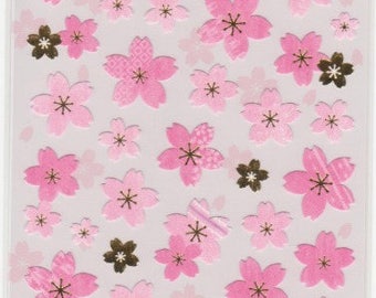 Sakura Stickers - Cherry Blossom Stickers - Gold Trim - Mind Wave Stickers - Reference A4182-83