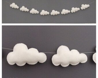 Felt Cloud Nursery Garland, Nursery Bunting, Cloud Nursery Wall Hanging