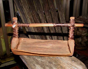 Vintage Bamboo Basket with Handle, Asian, home decor