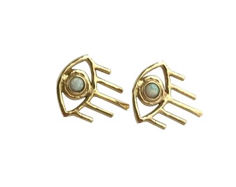 Opal Vision Earrings // Opal Evil Eye Earrings, All Seeing Eye Earrings