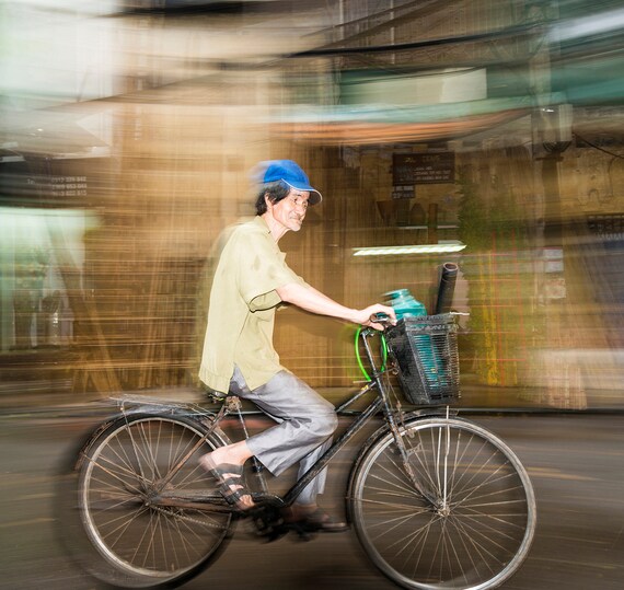 THE HANOI COMMUTE 1. Street Photgraphy, Hanoi Picture, Vietnam Print, Cycling Picture, Photographic Print, Limited Edition.