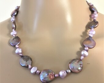 Pearls purple KESHI, stunning necklace 48 cm
