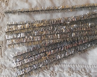 Silver Tinsel Stems trims wired 15 pieces 9mm 12in Craft supplies for Christmas pipe cleaners bling supplies sparkeley trim Kids Crafts